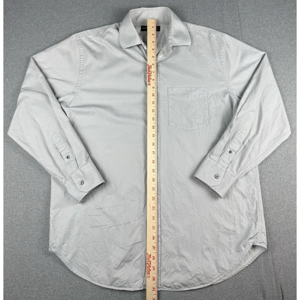 Banana Republic Men's Large 16-16.5 Gray Button Front Dress Shirt 100% Cotton